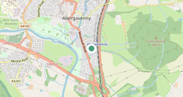 Map of the area around Abergavenny driving test centre, NP7 5HT