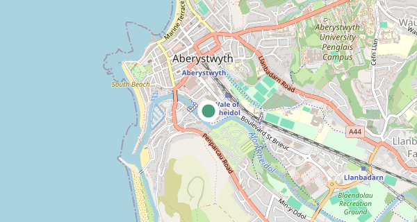 Map of the area around Aberystwyth (Park Avenue) driving test centre, SY23 1PG