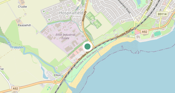 Map of the area around Arbroath driving test centre, DD11 2NQ