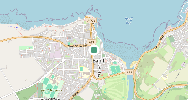 Map of the area around Banff driving test centre, AB45 1DL