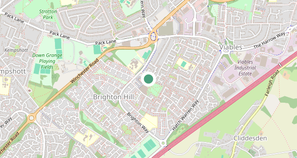 Map of the area around Basingstoke driving test centre, RG22 4LR
