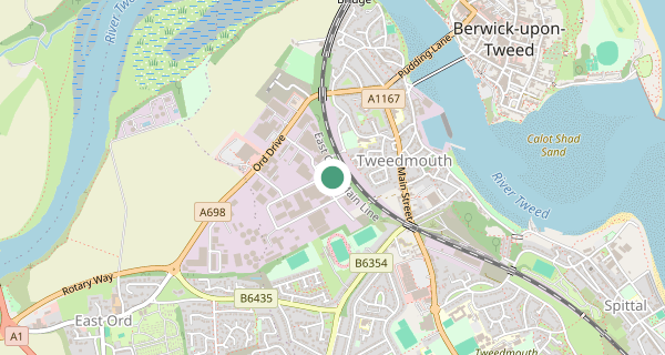 Map of the area around Berwick-On-Tweed driving test centre, TD15 2UY