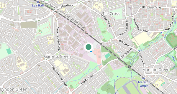 Map of the area around Birmingham (Garretts Green) driving test centre, B33 0SD
