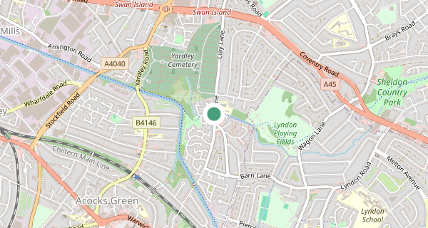 Map of the area around Birmingham (South Yardley) driving test centre, B26 1EA