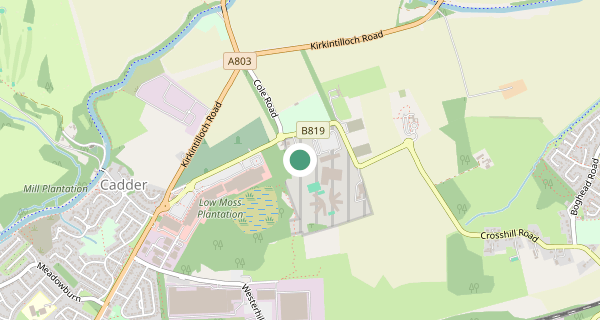 Map of the area around Bishopbriggs driving test centre, G64 2QA