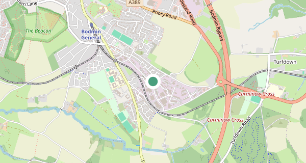 Map of the area around Bodmin driving test centre, PL31 1RD
