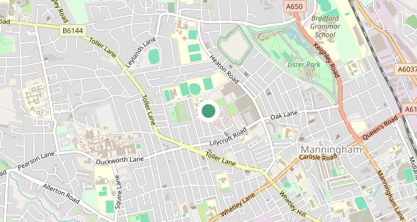 Map of the area around Bradford (Heaton) driving test centre, BD9 5AS