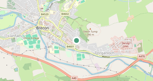 Map of the area around Brecon driving test centre, LD3 7RT