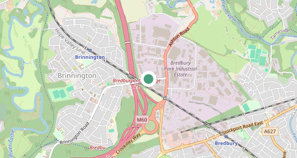 Map of the area around Bredbury (Manchester) driving test centre, SK6 2QT