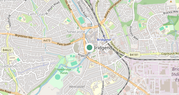 Map of the area around Bridgend driving test centre, CF31 4AD