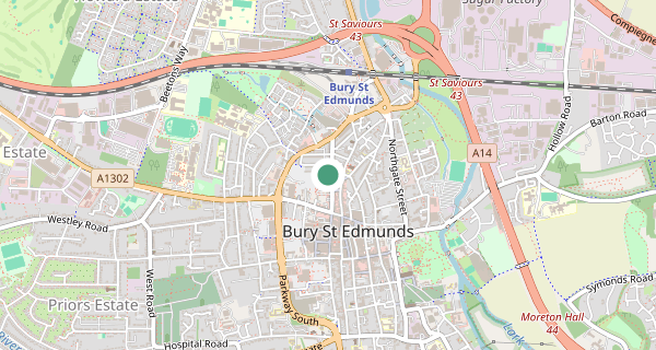 Map of the area around Bury St Edmunds driving test centre, IP33 1TJ