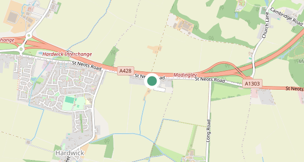 Map of the area around Cambridge (Hardwick) driving test centre, CB23 7QH
