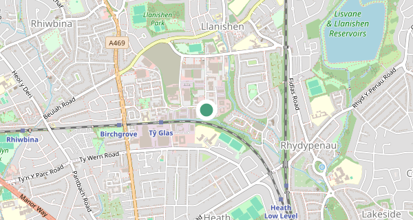 Map of the area around Cardiff (Llanishen) driving test centre, CF14 5GF