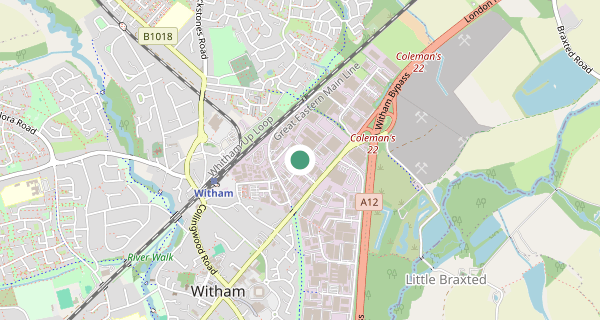 Map of the area around Chelmsford (Hanbury Road) driving test centre, CM8 3DR