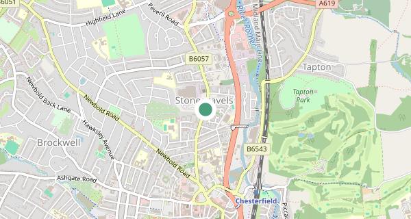 Map of the area around Chesterfield driving test centre, S41 7LT