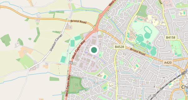 Map of the area around Chippenham driving test centre, SN14 6LH