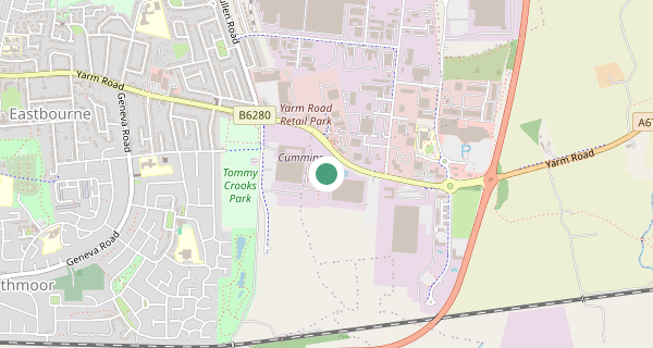 Map of the area around Darlington driving test centre, DL1 4PW