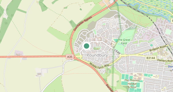 Map of the area around Dorchester driving test centre, DT1 3SU