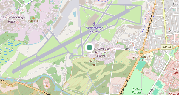 Map of the area around Farnborough driving test centre, GU14 6UU