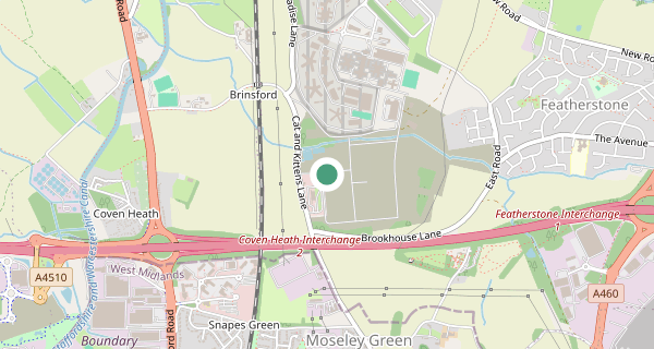 Map of the area around Featherstone driving test centre, WV10 7JD