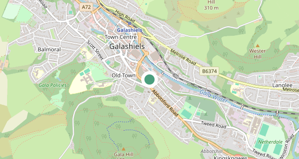 Map of the area around Galashiels driving test centre, TD1  3BH