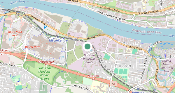 Map of the area around Gateshead driving test centre, NE11 9HU
