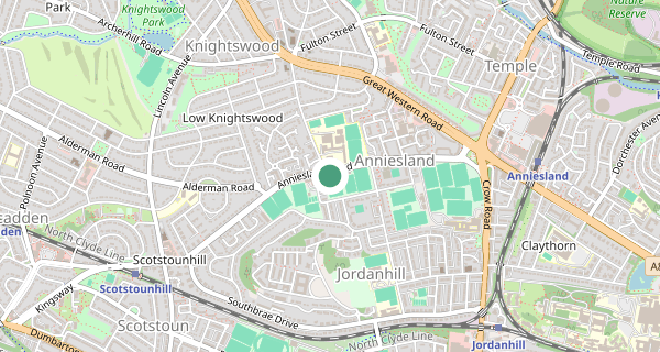 Map of the area around Glasgow (Anniesland) driving test centre, G13 1XS