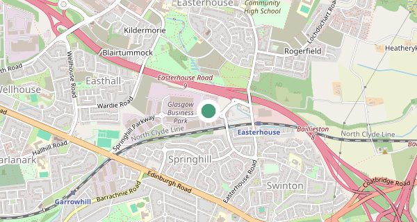 Map of the area around Glasgow (Baillieston) driving test centre, G69 6GA