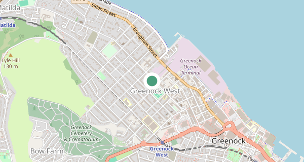 Map of the area around Greenock driving test centre, PA16 8DD