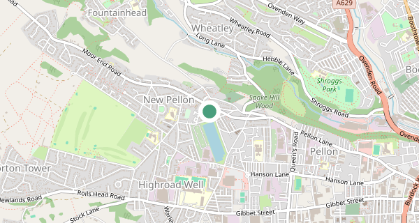 Map of the area around Halifax driving test centre, HX2 0HA