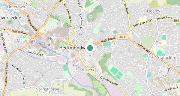 Map of the area around Heckmondwike driving test centre, WF16 0AS