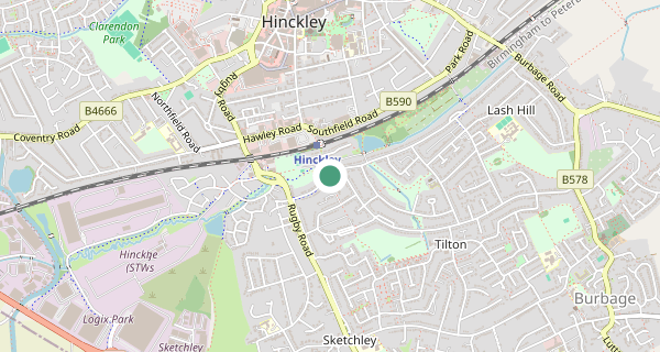 Map of the area around Hinckley driving test centre, LE10 2TG