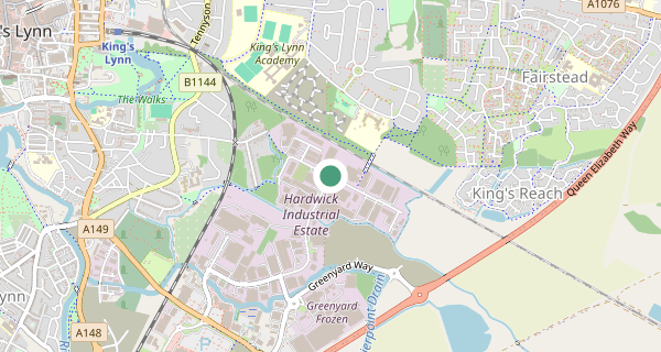 Map of the area around Kings Lynn driving test centre, PE30 4LS