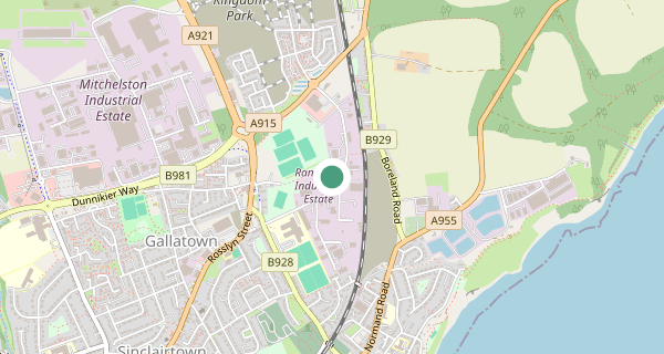 Map of the area around Kirkcaldy driving test centre, KY1 2YX