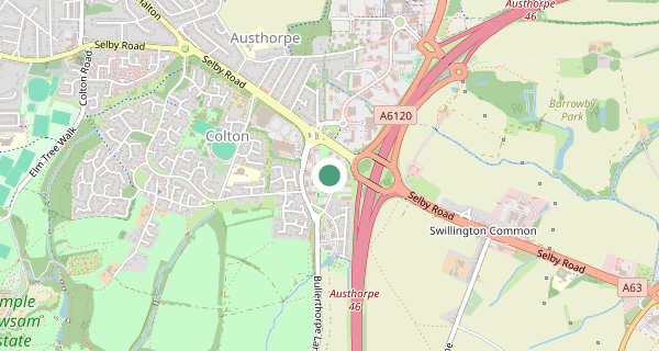 Map of the area around Leeds (Colton Mill) driving test centre, LS15 9JN