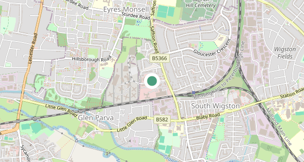 Map of the area around Leicester (Wigston) driving test centre, LE18 4WS