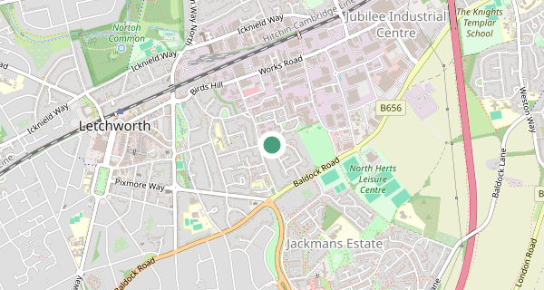 Map of the area around Letchworth driving test centre, SG6 1RF
