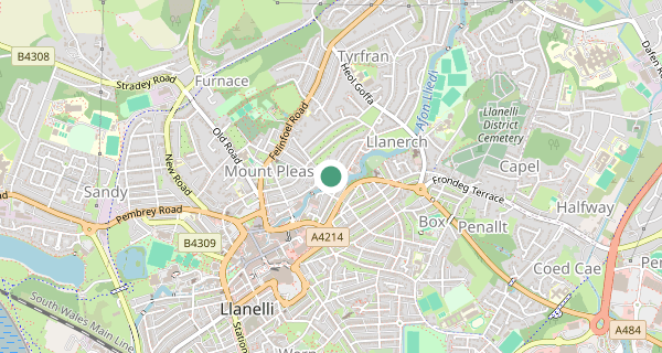 Map of the area around Llanelli driving test centre, SA15 3SB