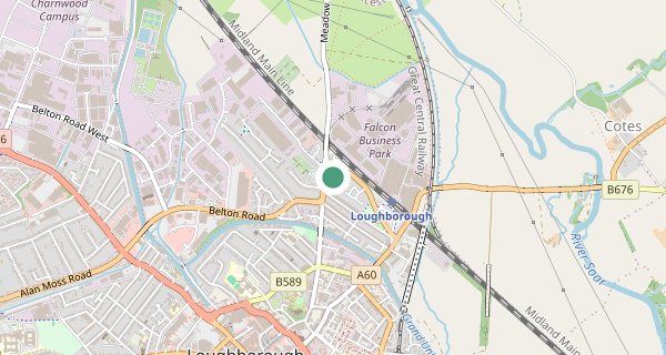 Map of the area around Loughborough driving test centre, LE11 1JP
