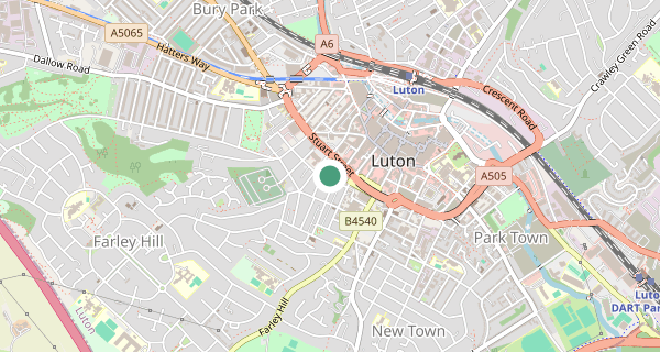 Map of the area around Luton driving test centre, LU1 5BT