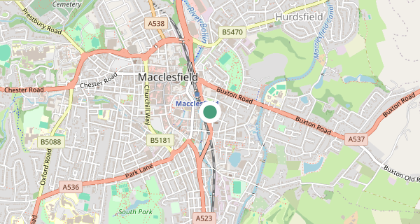 Map of the area around Macclesfield driving test centre, SK10 1JQ