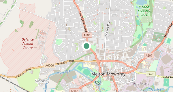 Map of the area around Melton Mowbray driving test centre, LE13 0UL