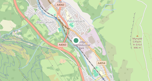 Map of the area around Merthyr Tydfil driving test centre, CF48 4DR