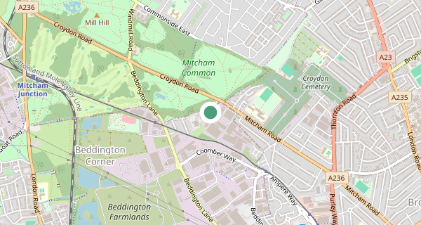 Map of the area around Mitcham (London) driving test centre, CR0 3AQ