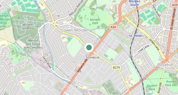 Map of the area around Morden (London) driving test centre, SM4 4PE