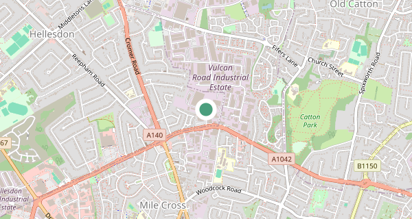 Map of the area around Norwich (Jupiter Road) driving test centre, NR6 6SS