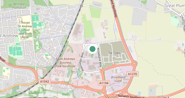 Map of the area around Norwich (Peachman Way) driving test centre, NR7 0WE