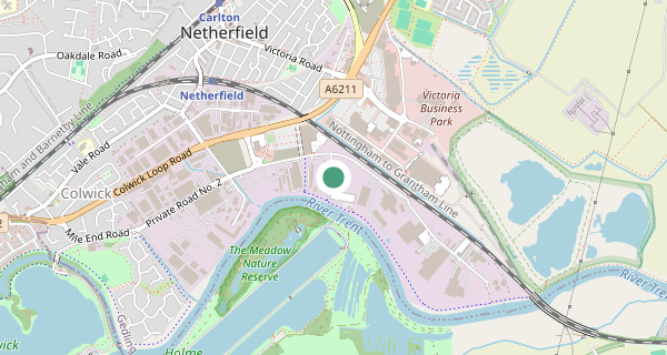 Map of the area around Nottingham (Colwick ) driving test centre, NG4 2JU