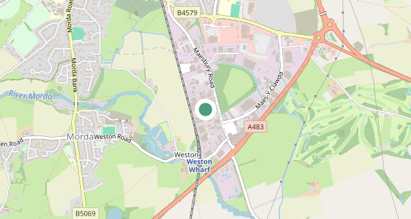 Map of the area around Oswestry driving test centre, SY10 8GA