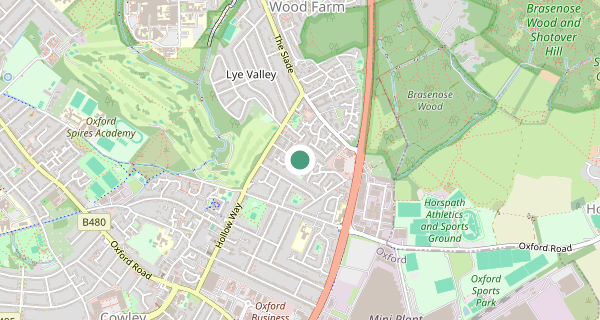 Map of the area around Oxford (Cowley) driving test centre, OX4 2PY